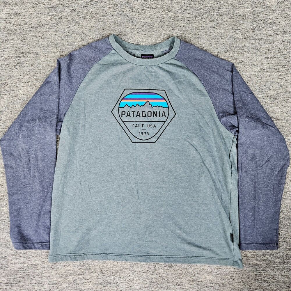 Patagonia Shirt Men's XL Blue Fitz Roy Hex Lightweight Crew Sweatshirt 39548